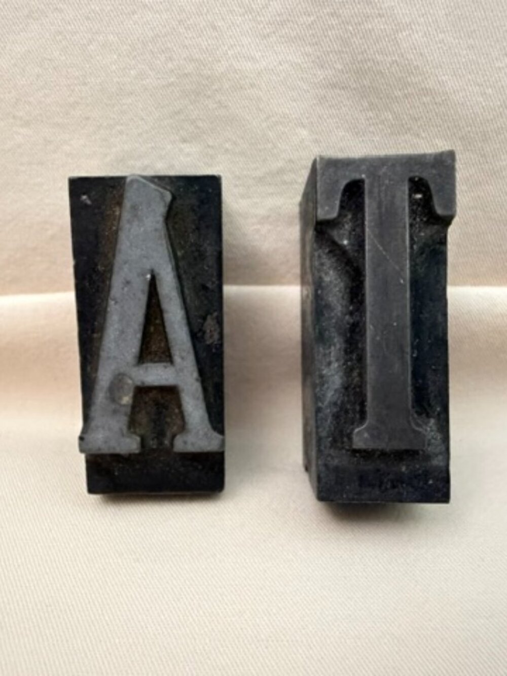 Pair Antique Metal Printing Press Letters